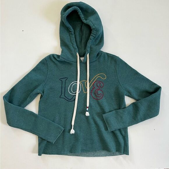 Anthropologie Sol Los Angeles Love Cropped Hoodie XS Petite - Picture 2 of 9